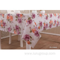 Floral Print PEVA Tablecloth with Lace Edge